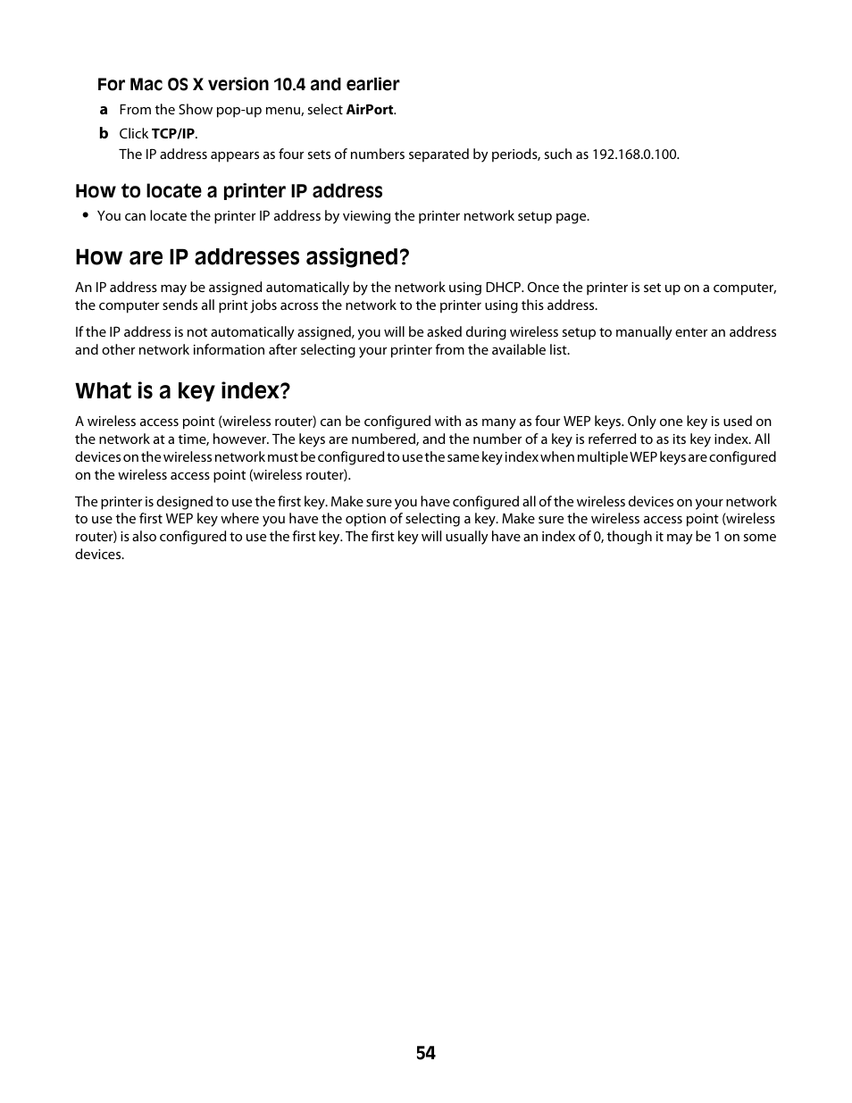 How are ip addresses assigned, What is a key index, How are ip addresses assigned? what is a key index | Lexmark 4600 Series User Manual | Page 54 / 144