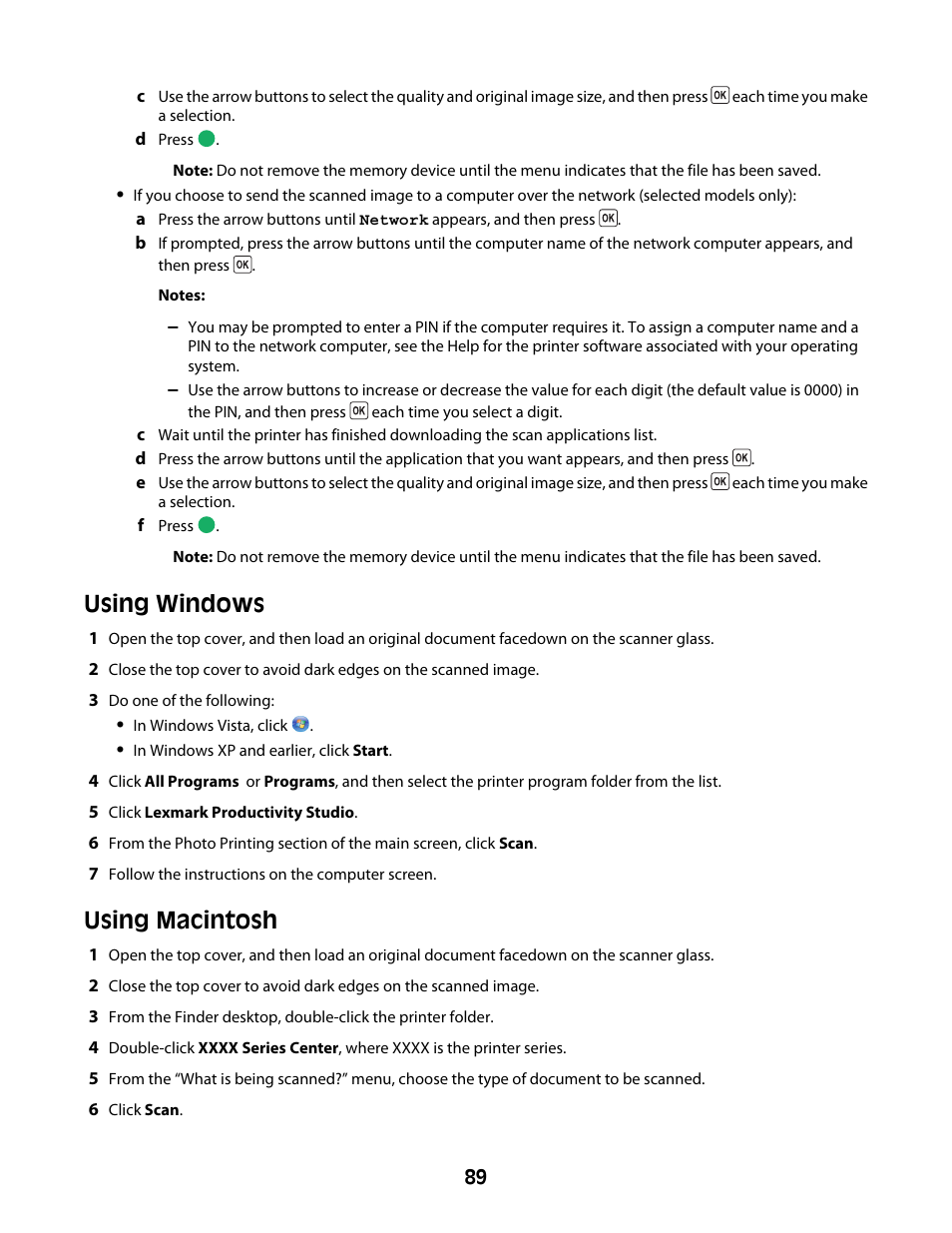 Using windows, Using macintosh | Lexmark 4600 Series User Manual | Page 89 / 144