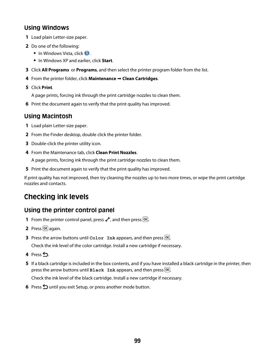 Checking ink levels | Lexmark 4600 Series User Manual | Page 99 / 144