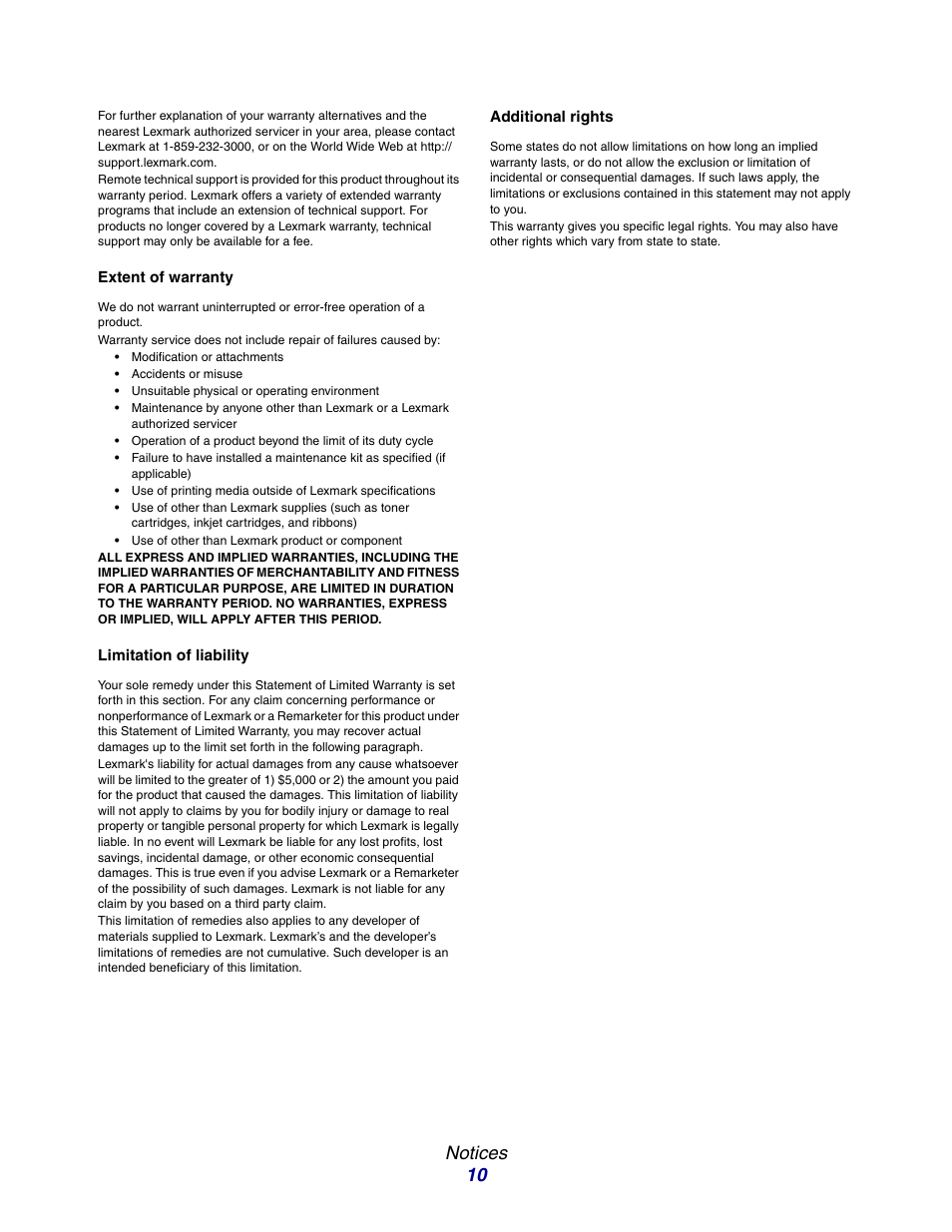 Notices 10 | Lexmark E234 User Manual | Page 10 / 123