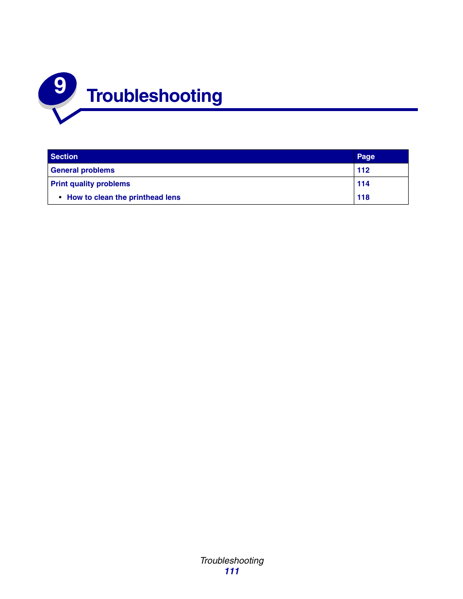 Troubleshooting, Chapter 9: troubleshooting | Lexmark E234 User Manual | Page 111 / 123