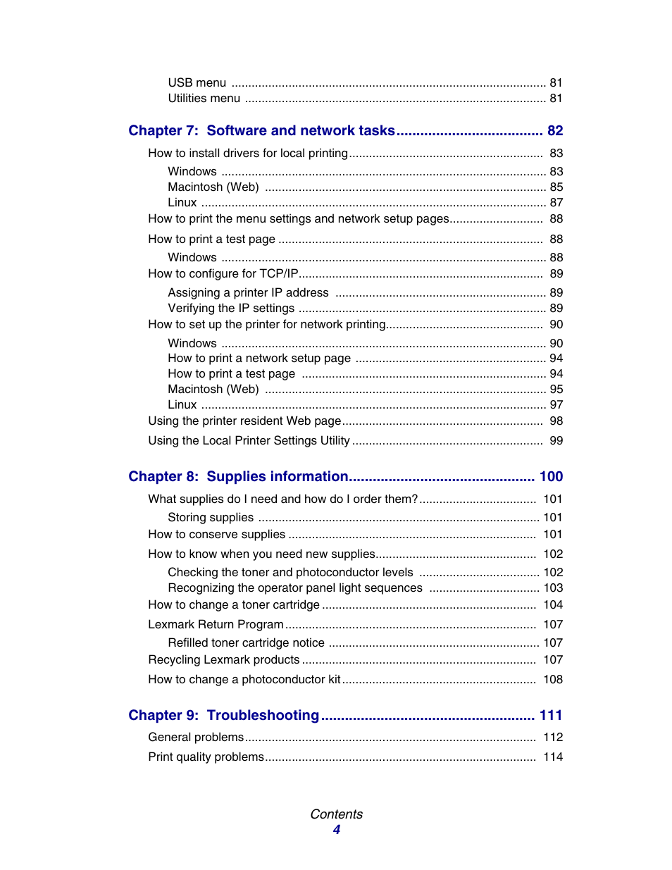 Lexmark E234 User Manual | Page 4 / 123