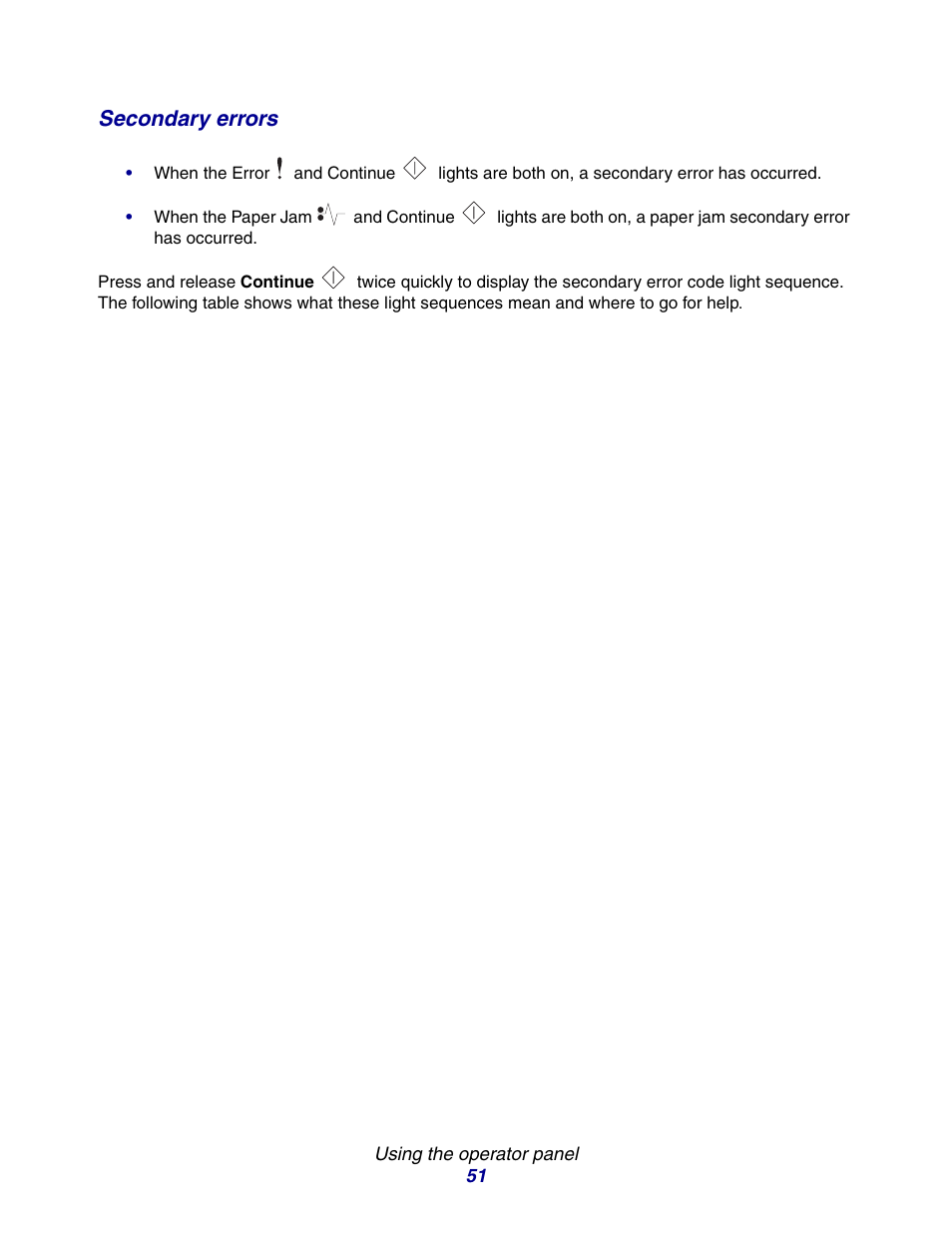 Secondary errors | Lexmark E234 User Manual | Page 51 / 123