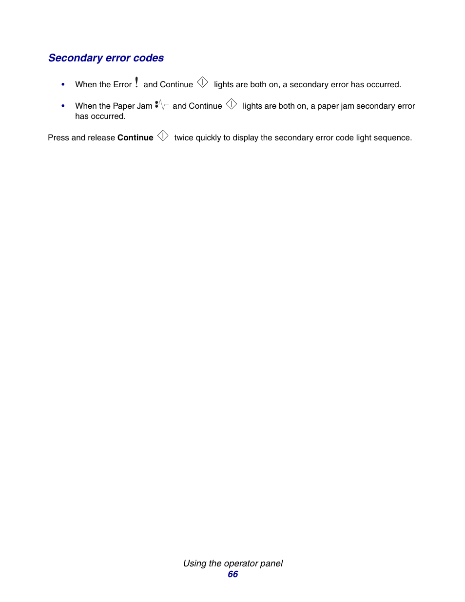 Secondary error codes | Lexmark E234 User Manual | Page 66 / 123