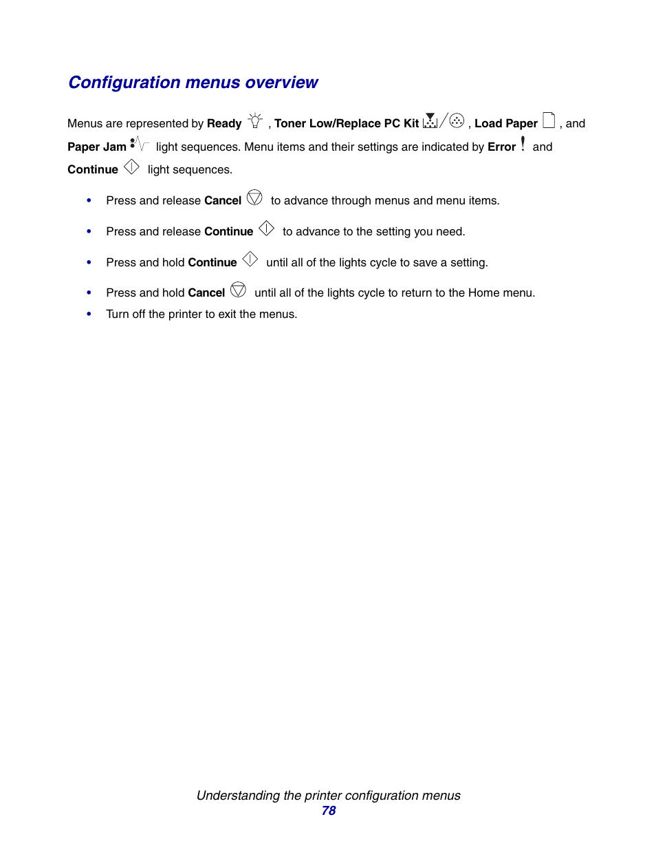 Configuration menus overview | Lexmark E234 User Manual | Page 78 / 123