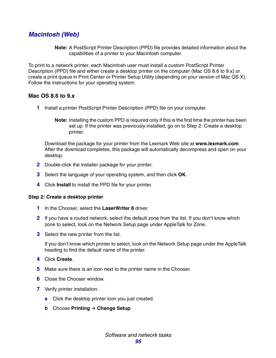 Macintosh (web) | Lexmark E234 User Manual | Page 95 / 123