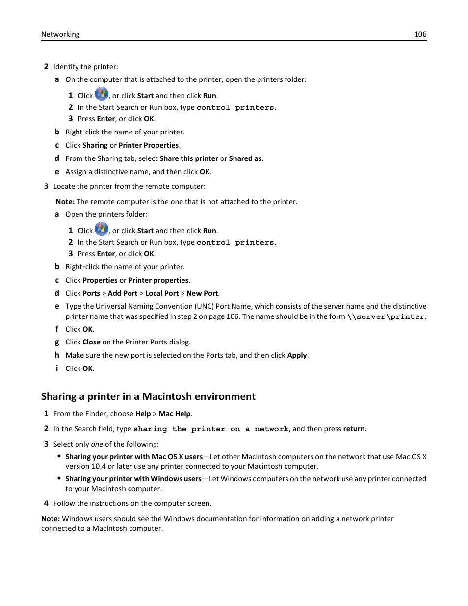 Sharing a printer in a macintosh environment | Lexmark S510 User Manual | Page 106 / 189