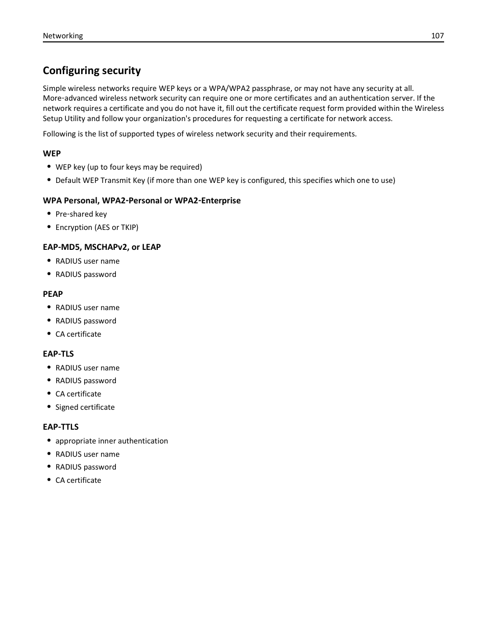 Configuring security | Lexmark S510 User Manual | Page 107 / 189