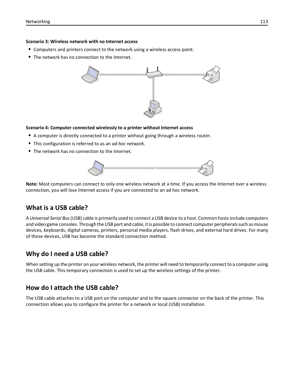 What is a usb cable, Why do i need a usb cable, How do i attach the usb cable | Lexmark S510 User Manual | Page 113 / 189