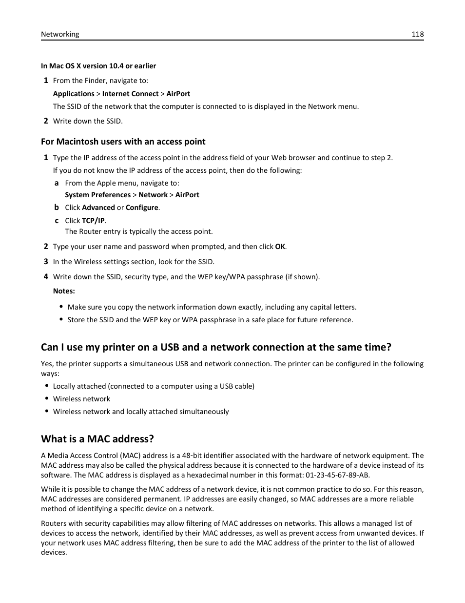 What is a mac address | Lexmark S510 User Manual | Page 118 / 189