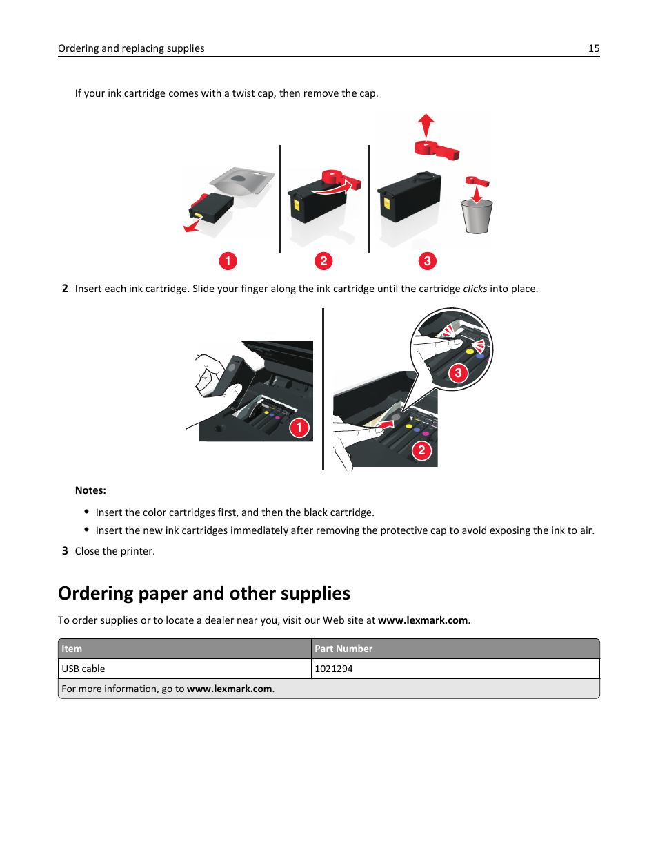 Ordering paper and other supplies | Lexmark S510 User Manual | Page 15 / 189