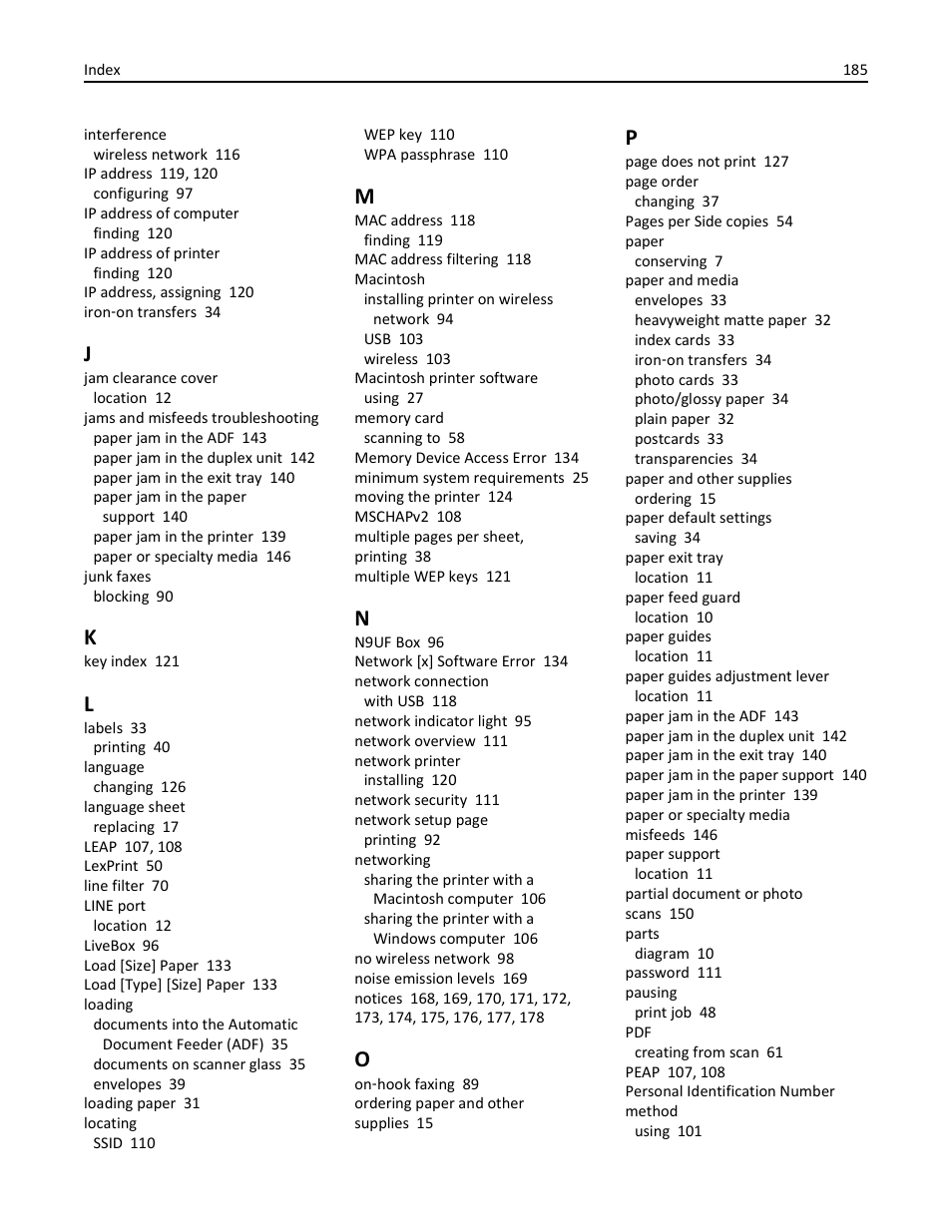 Lexmark S510 User Manual | Page 185 / 189