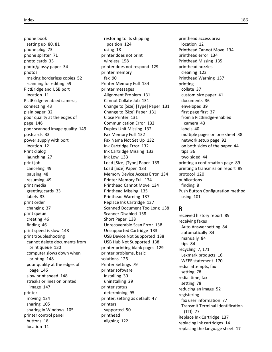Lexmark S510 User Manual | Page 186 / 189