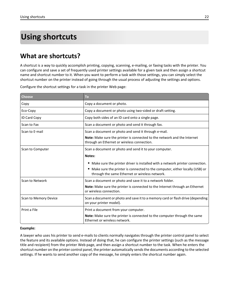 Using shortcuts, What are shortcuts | Lexmark S510 User Manual | Page 22 / 189
