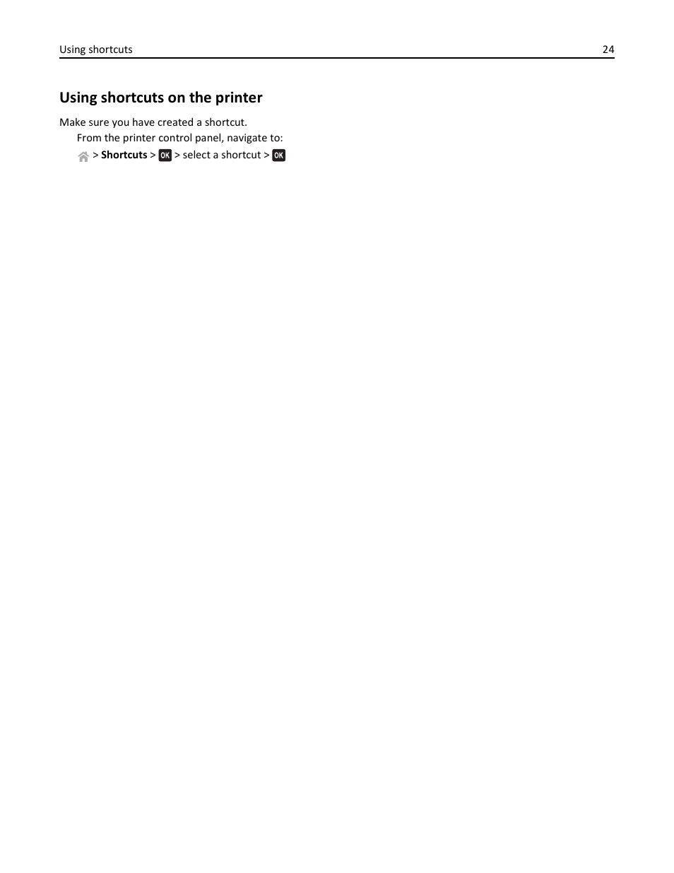 Using shortcuts on the printer | Lexmark S510 User Manual | Page 24 / 189