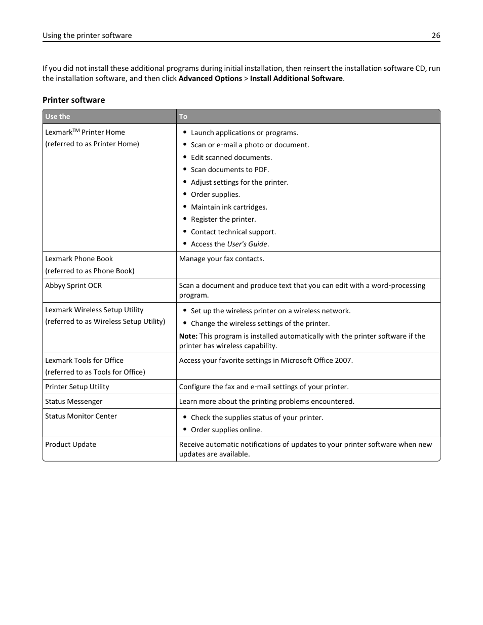 Lexmark S510 User Manual | Page 26 / 189