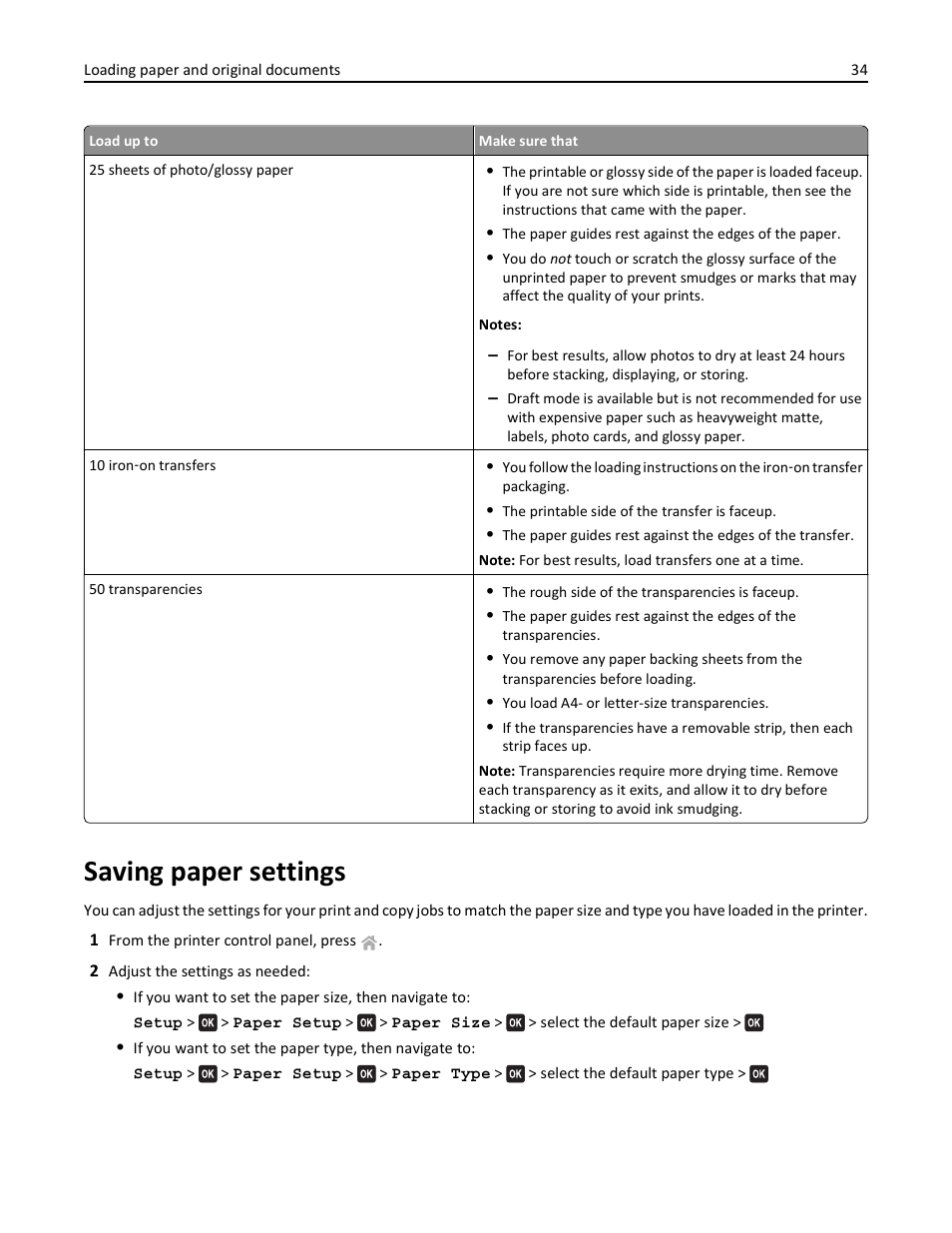 Saving paper settings | Lexmark S510 User Manual | Page 34 / 189