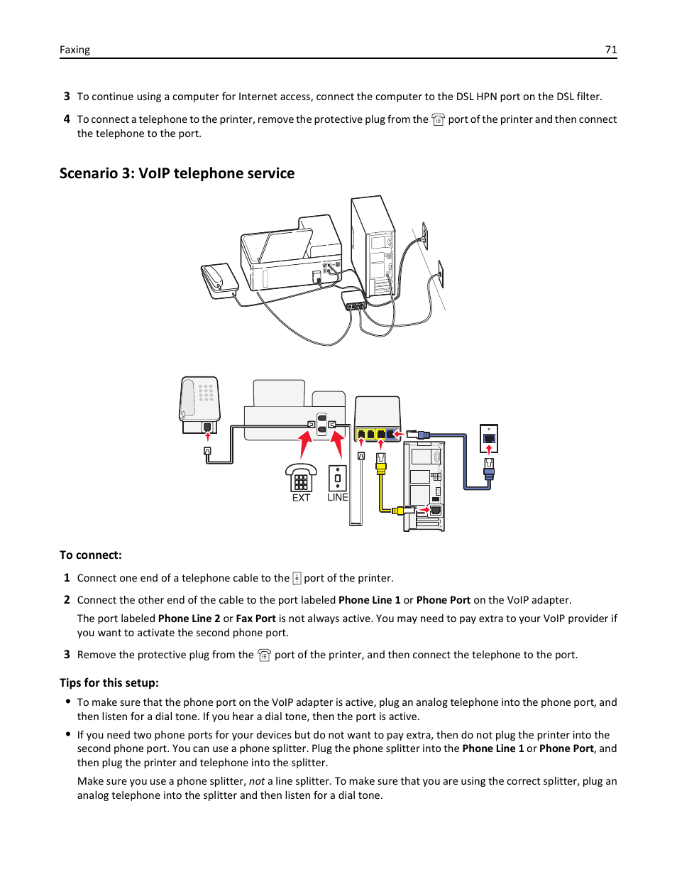 Scenario 3: voip telephone service | Lexmark S510 User Manual | Page 71 / 189