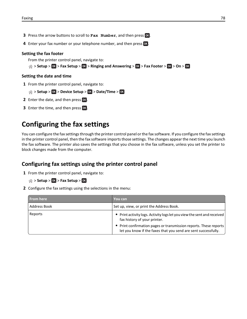 Configuring the fax settings | Lexmark S510 User Manual | Page 78 / 189