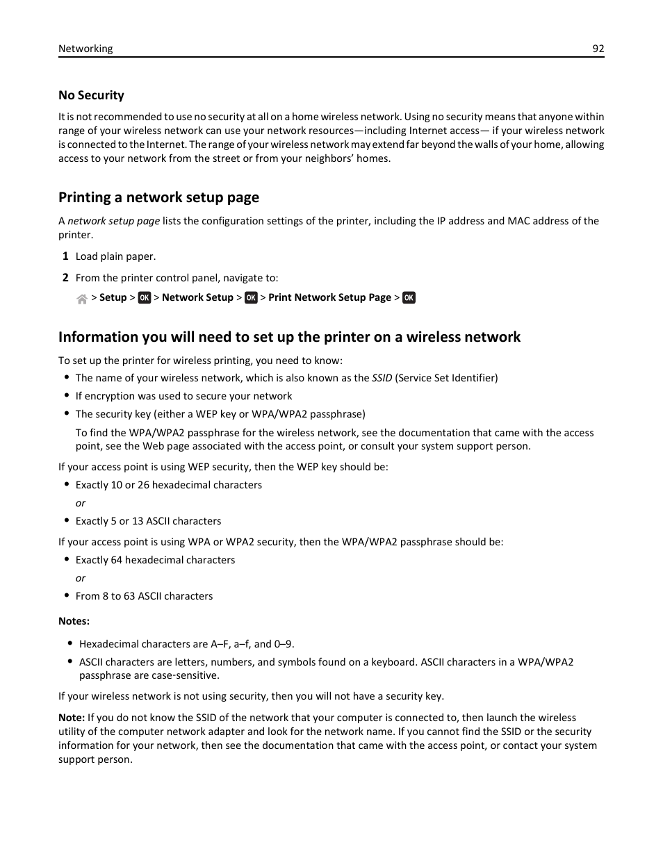 Printing a network setup page | Lexmark S510 User Manual | Page 92 / 189