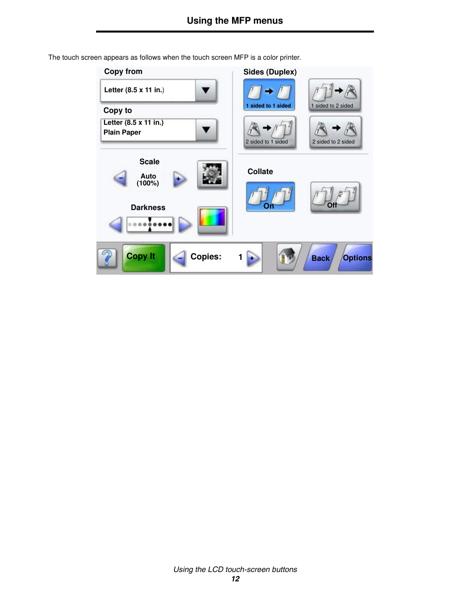 Using the mfp menus | Lexmark 4600MFP User Manual | Page 12 / 128