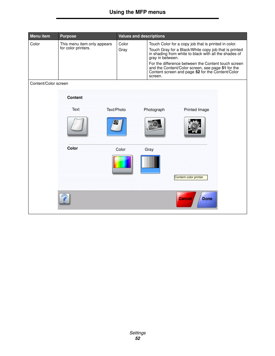 Using the mfp menus | Lexmark 4600MFP User Manual | Page 52 / 128