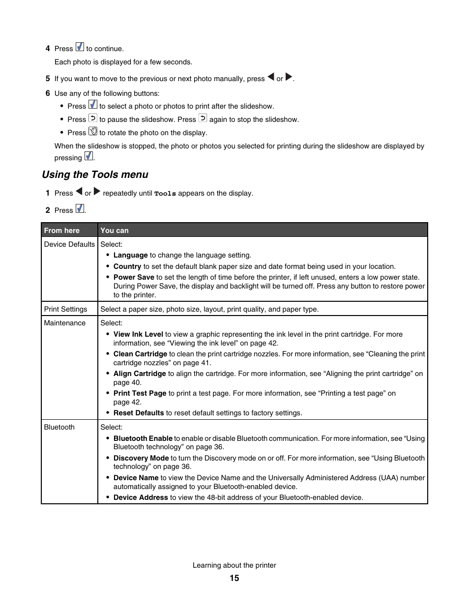 Using the tools menu | Lexmark 350 Series User Manual | Page 15 / 58