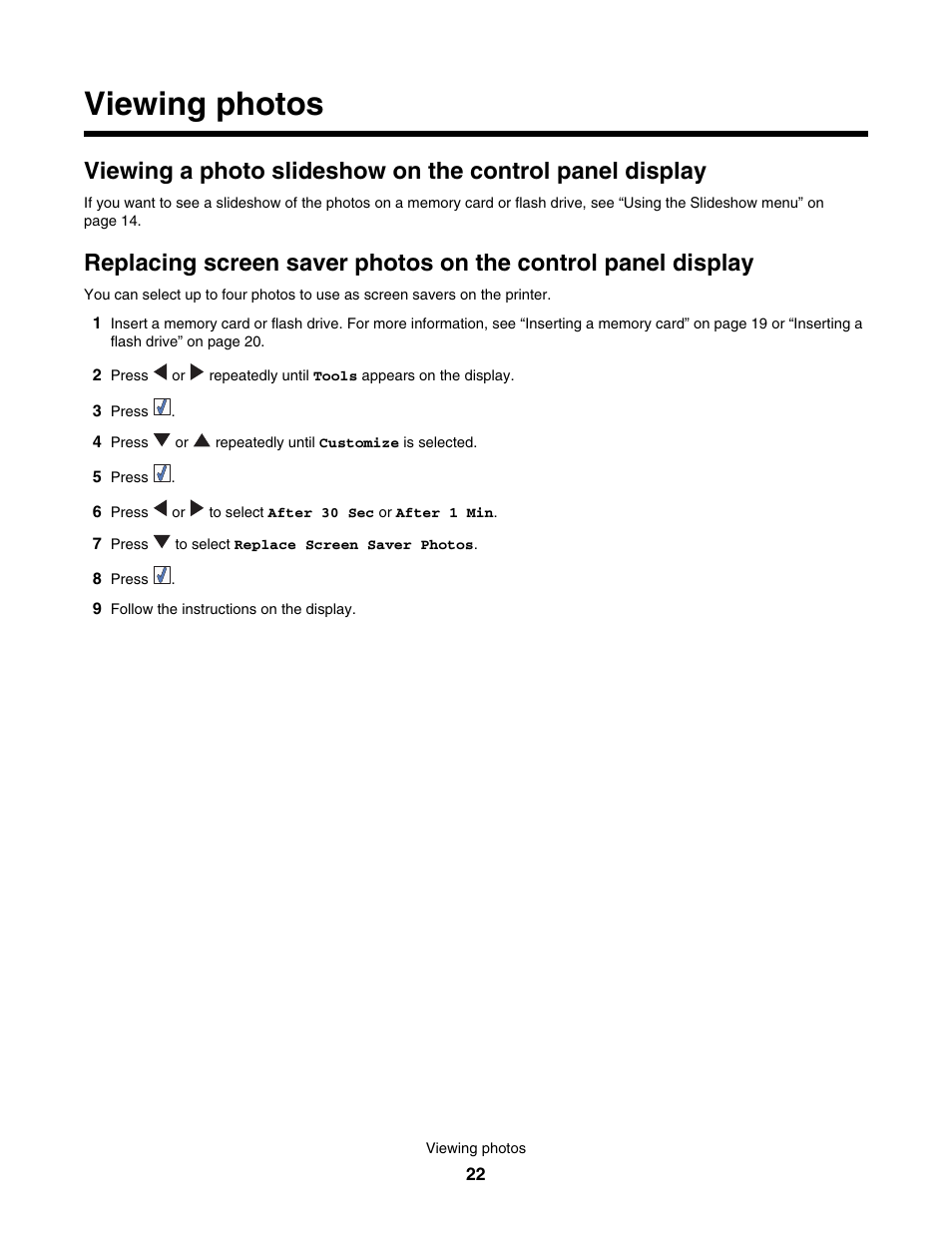 Viewing photos | Lexmark 350 Series User Manual | Page 22 / 58