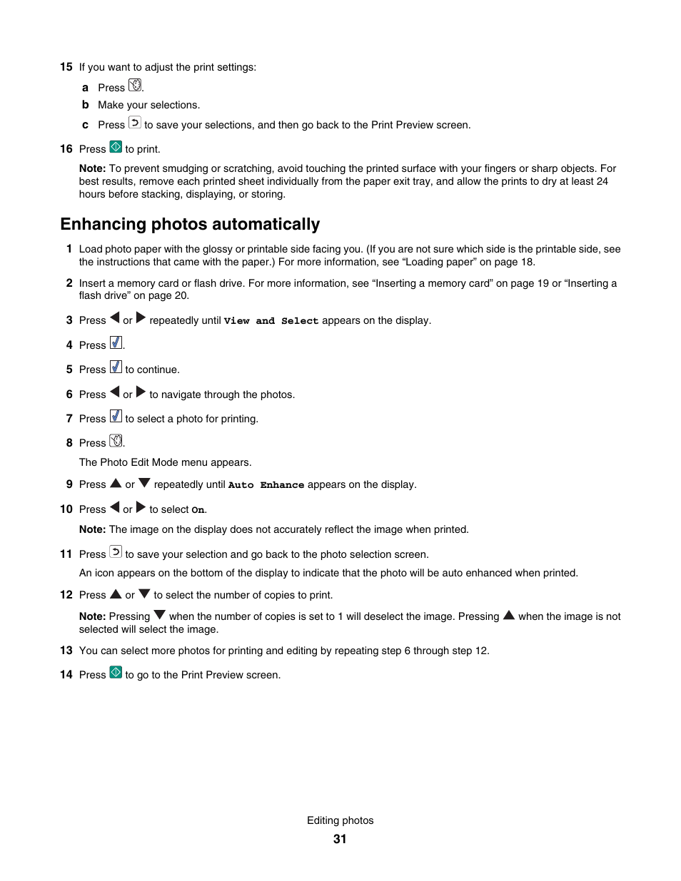 Enhancing photos automatically | Lexmark 350 Series User Manual | Page 31 / 58