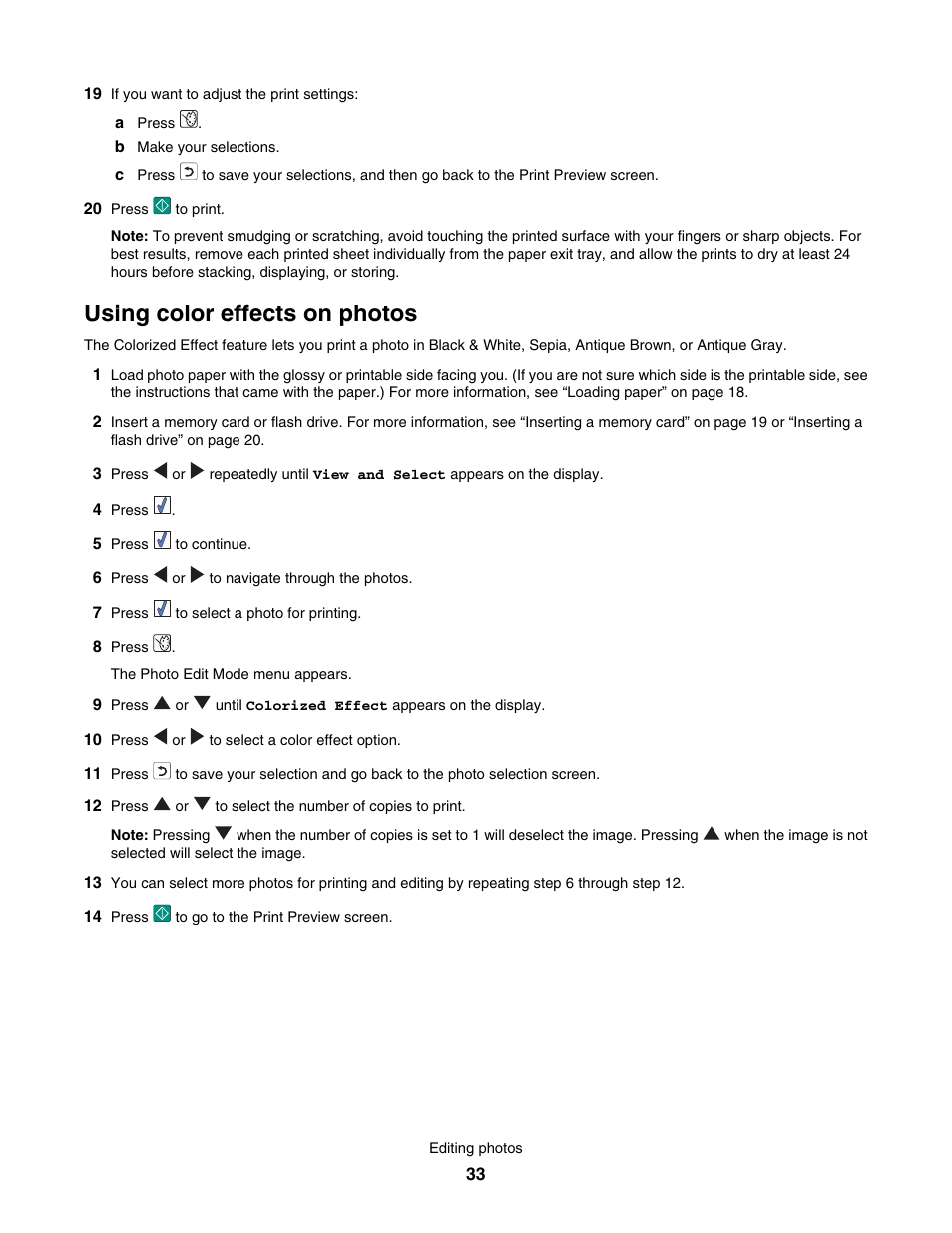 Using color effects on photos | Lexmark 350 Series User Manual | Page 33 / 58