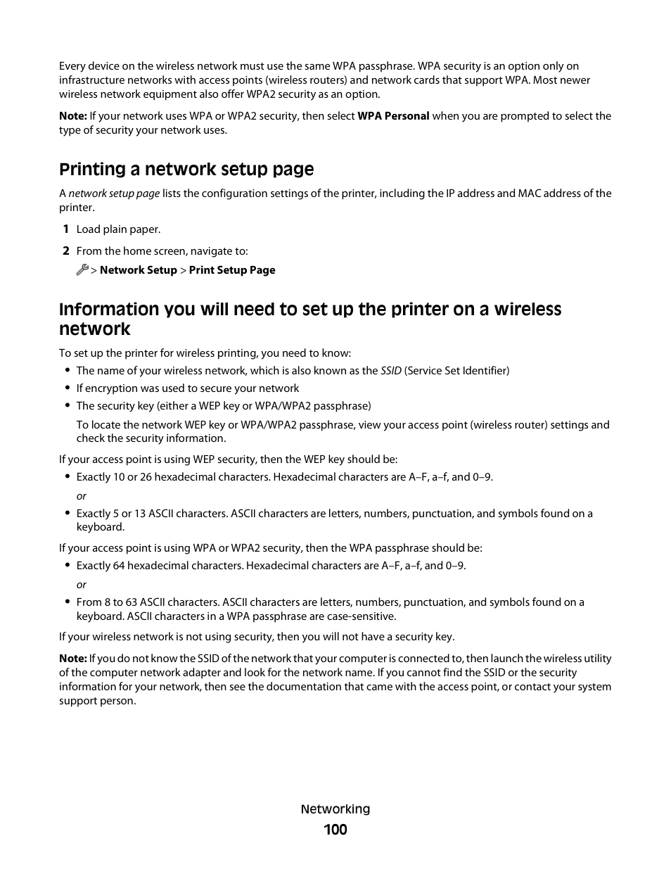 Printing a network setup page | Lexmark S800 User Manual | Page 100 / 197