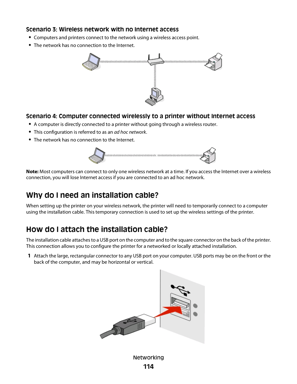 Why do i need an installation cable, How do i attach the installation cable | Lexmark S800 User Manual | Page 114 / 197