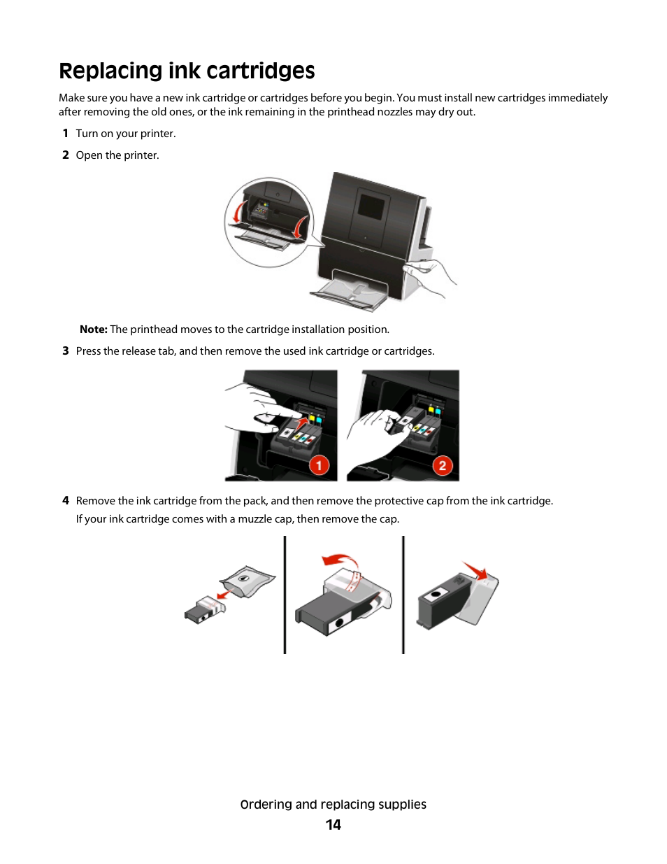 Replacing ink cartridges | Lexmark S800 User Manual | Page 14 / 197