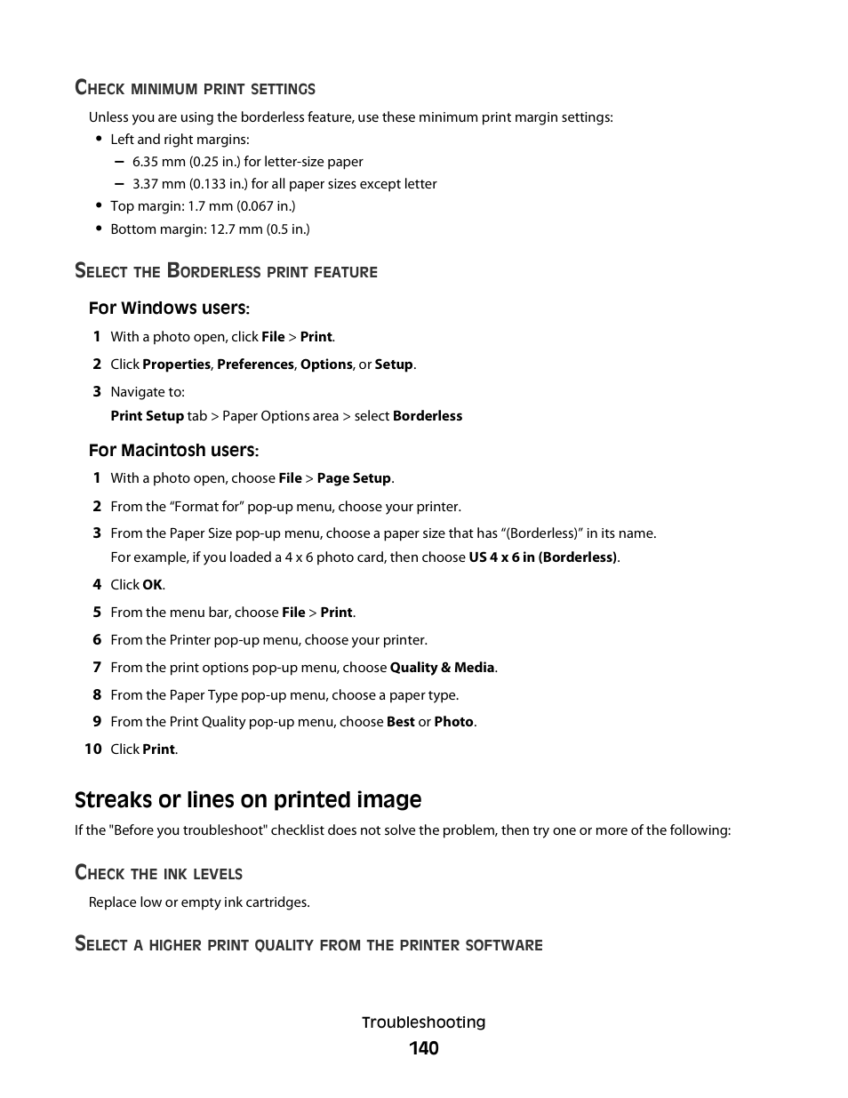 Streaks or lines on printed image | Lexmark S800 User Manual | Page 140 / 197