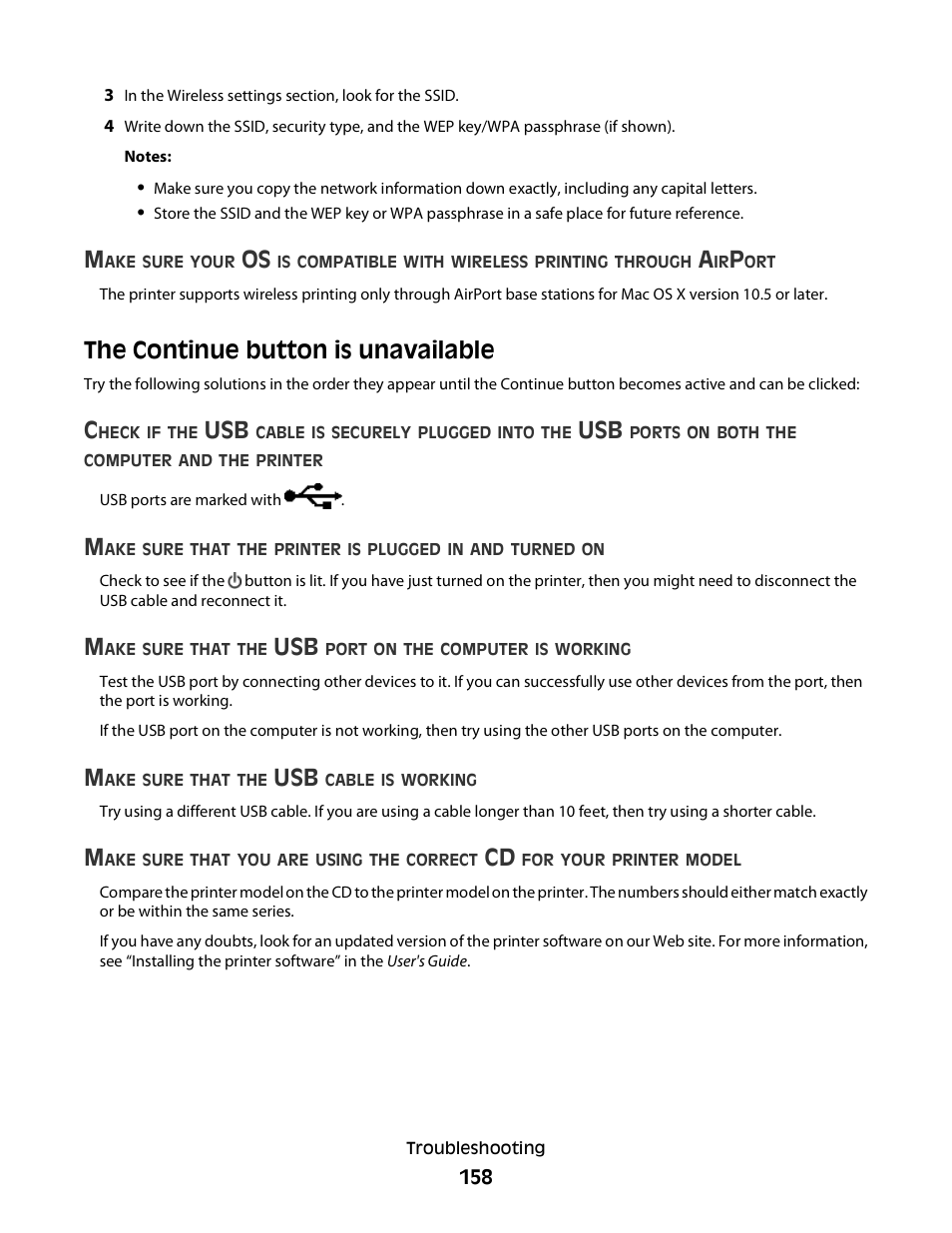The continue button is unavailable | Lexmark S800 User Manual | Page 158 / 197