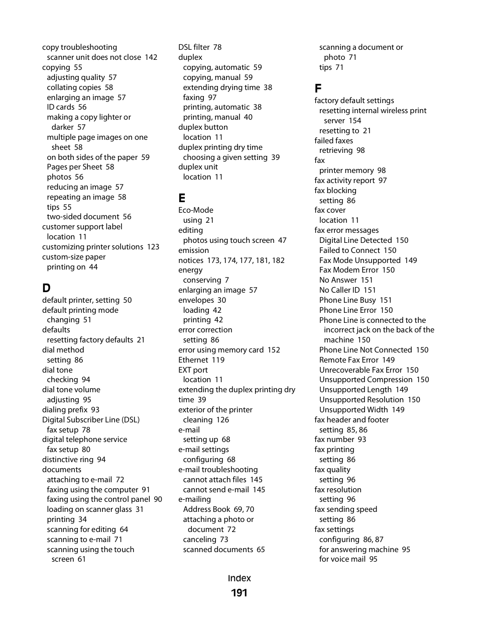 Lexmark S800 User Manual | Page 191 / 197