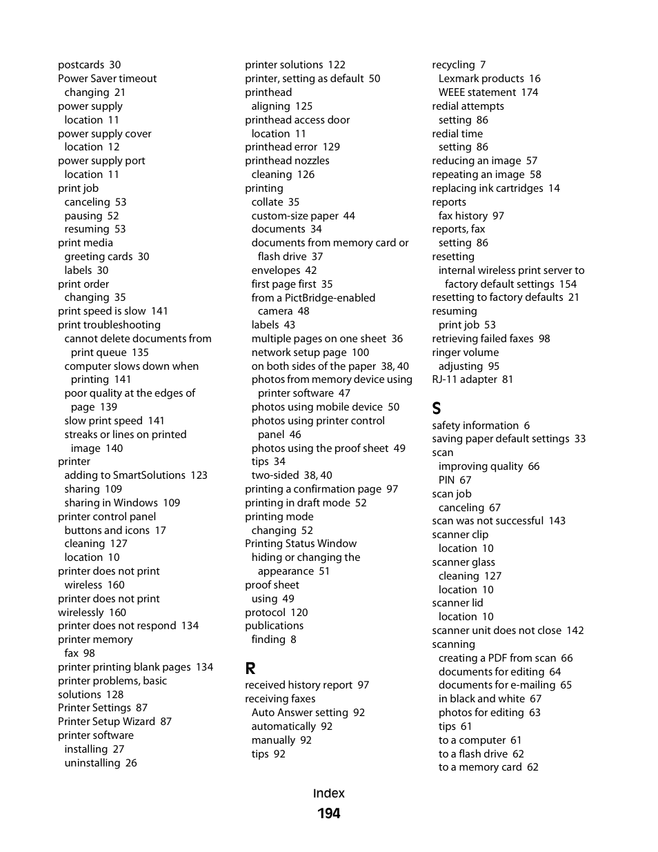 Lexmark S800 User Manual | Page 194 / 197