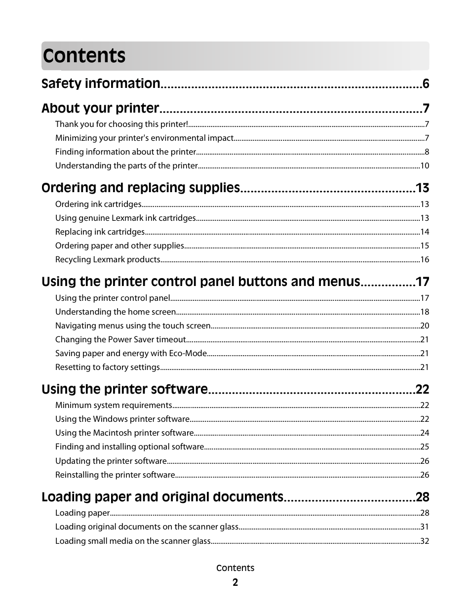 Lexmark S800 User Manual | Page 2 / 197