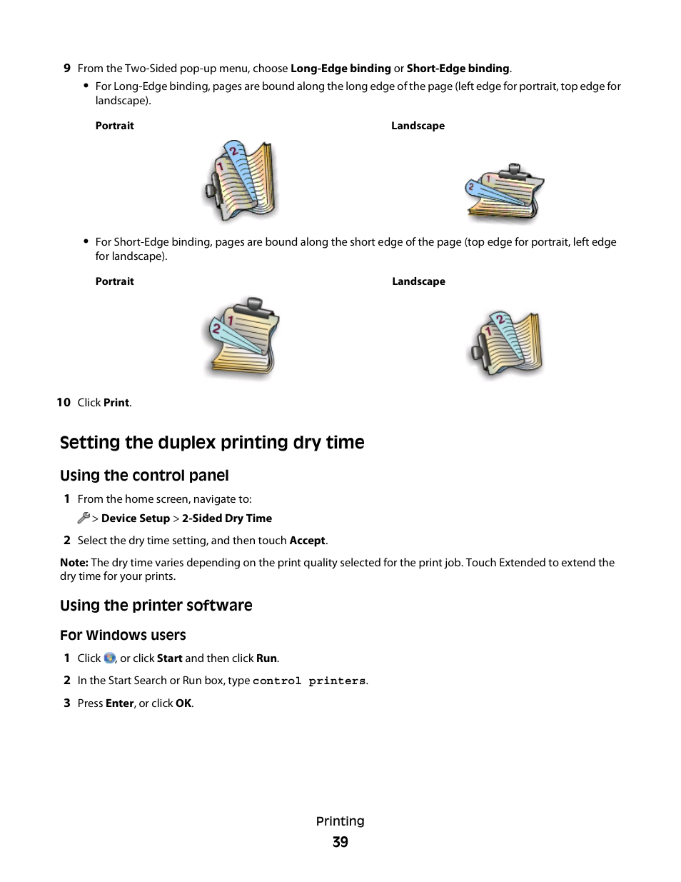 Setting the duplex printing dry time | Lexmark S800 User Manual | Page 39 / 197