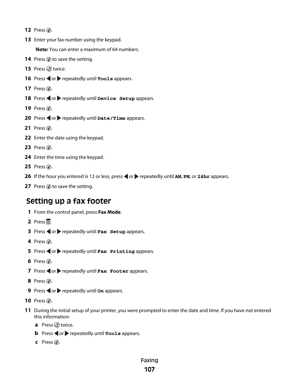 Setting up a fax footer | Lexmark 5300 Series User Manual | Page 107 / 194