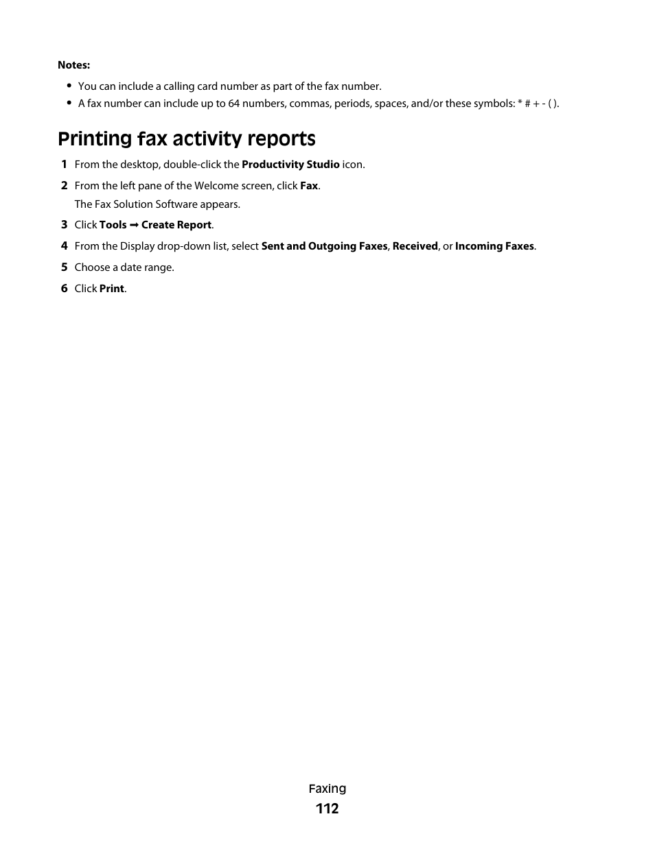 Printing fax activity reports | Lexmark 5300 Series User Manual | Page 112 / 194