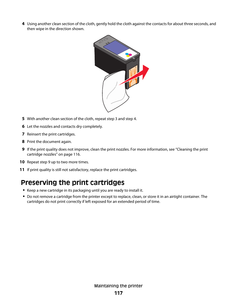 Preserving the print cartridges | Lexmark 5300 Series User Manual | Page 117 / 194