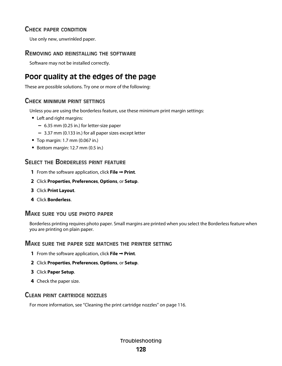 Poor quality at the edges of the page | Lexmark 5300 Series User Manual | Page 128 / 194
