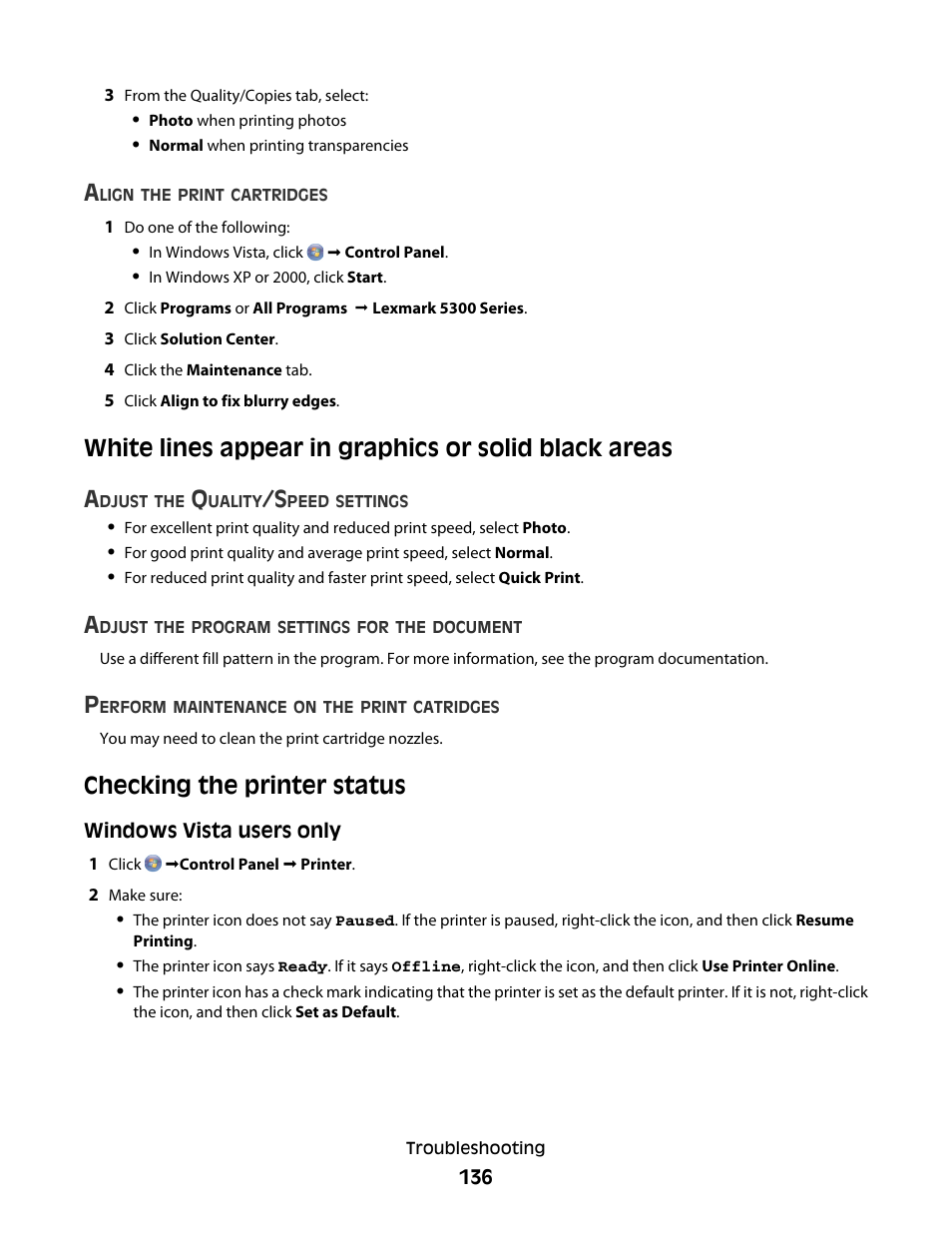 Checking the printer status | Lexmark 5300 Series User Manual | Page 136 / 194
