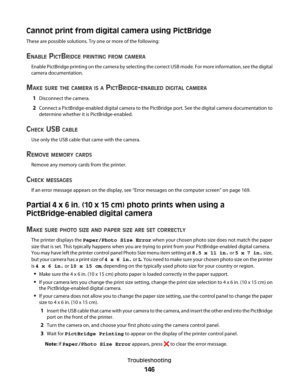 Cannot print from digital camera using pictbridge | Lexmark 5300 Series User Manual | Page 146 / 194