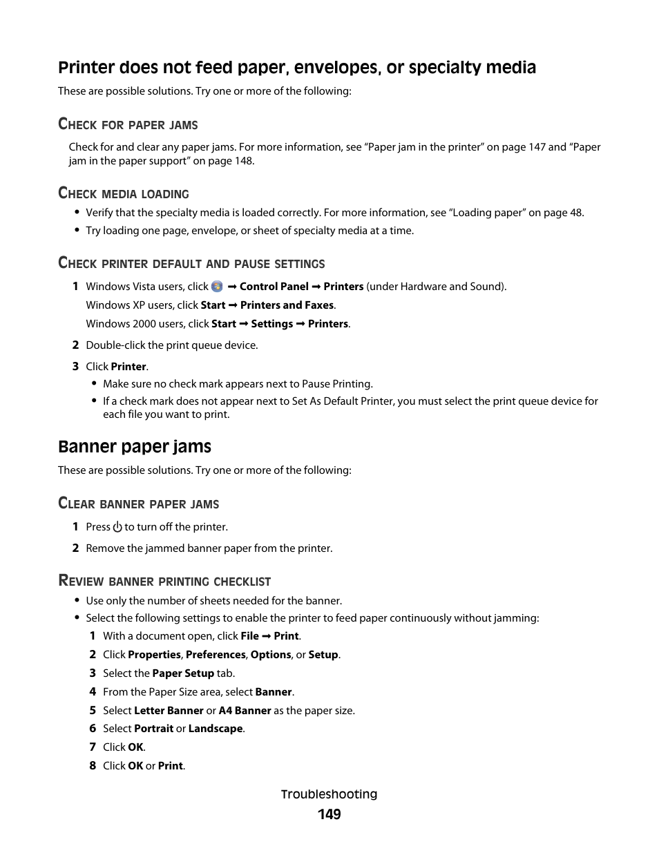 Banner paper jams | Lexmark 5300 Series User Manual | Page 149 / 194