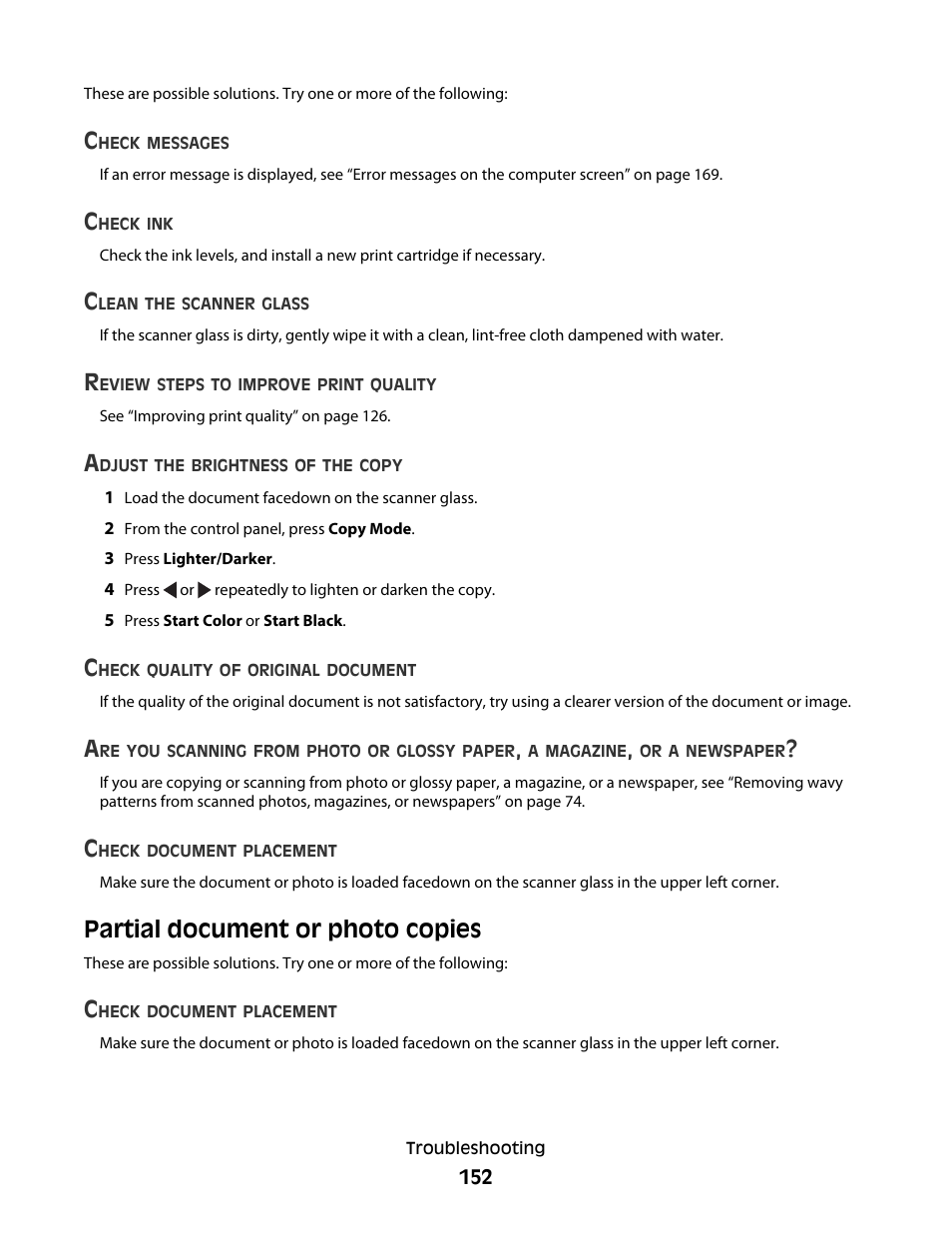 Partial document or photo copies | Lexmark 5300 Series User Manual | Page 152 / 194
