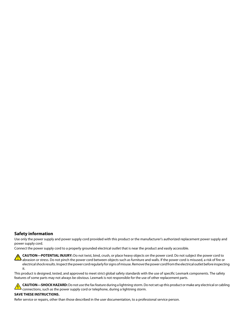 Safety information | Lexmark 5300 Series User Manual | Page 2 / 194