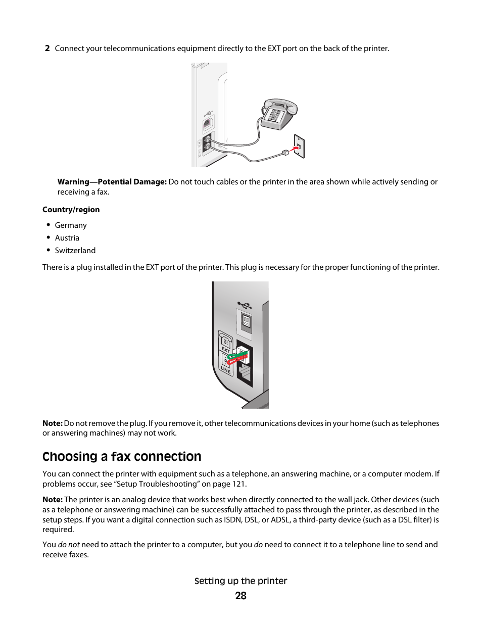 Choosing a fax connection | Lexmark 5300 Series User Manual | Page 28 / 194