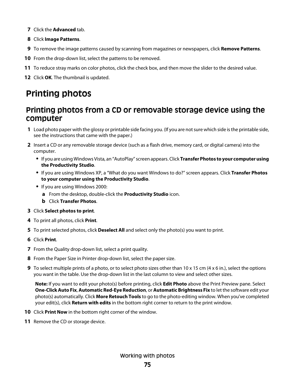 Printing photos | Lexmark 5300 Series User Manual | Page 75 / 194
